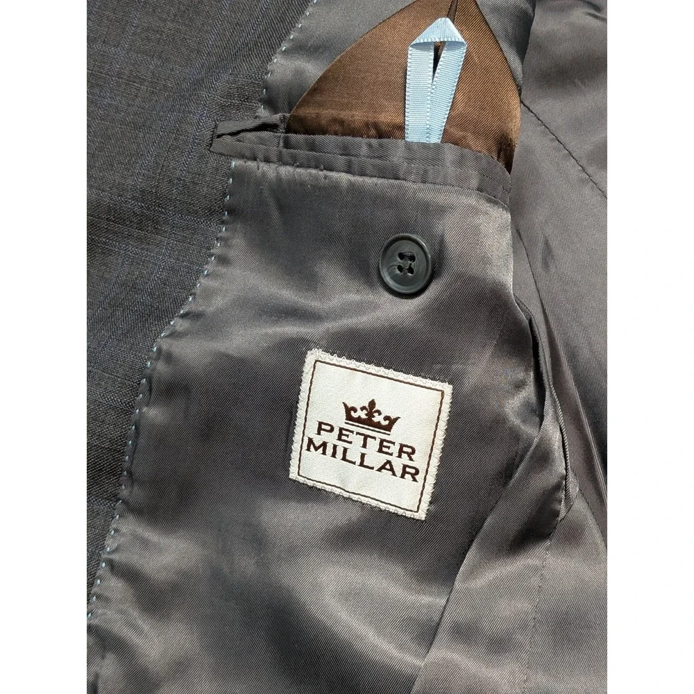 Peter Millar Men's Blazer 40R Gray Check Wool Crown Jacket Union Canada Made